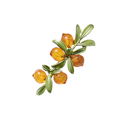 Vintage emajl Zelena boja Biljni biseri Igla Drvo lotosov list Borovnica Trešnjin cvijet bambusov broš za žene Nakit Poklon