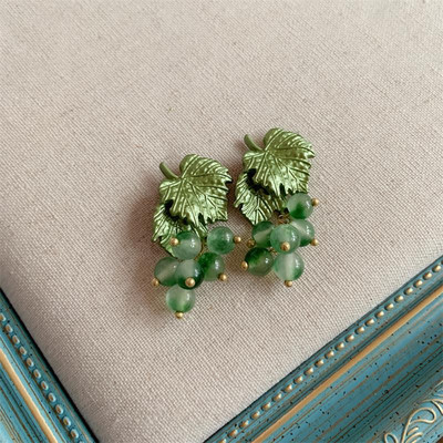 Vintage emajl Zelena boja Biljni biseri Igla Drvo lotosov list Borovnica Trešnjin cvijet bambusov broš za žene Nakit Poklon