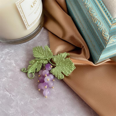 Vintage emajl Zelena boja Biljni biseri Igla Drvo lotosov list Borovnica Trešnjin cvijet bambusov broš za žene Nakit Poklon