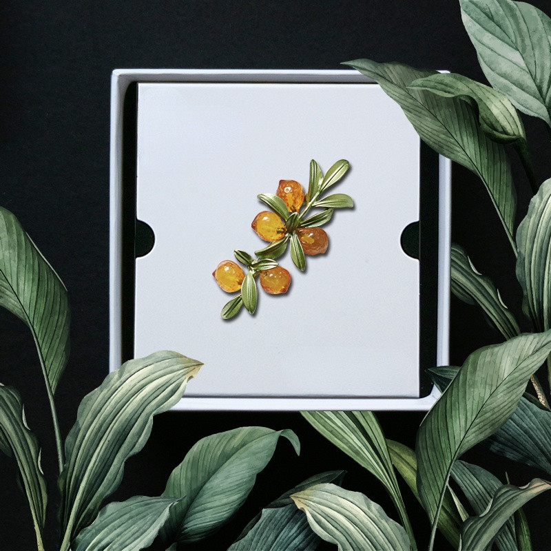 Vintage emajl Zelena boja Biljni biseri Igla Drvo lotosov list Borovnica Trešnjin cvijet bambusov broš za žene Nakit Poklon