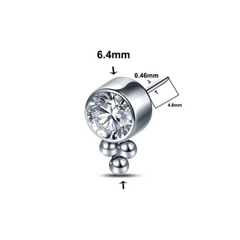 1PC Титаниев CZ краища без резба Push-in Labret Пръстени за устни Скъпоценен камък Ноздра Шпил Медуза Пиърсинг Пиърсинг на хрущял на ухото Tragus Helix