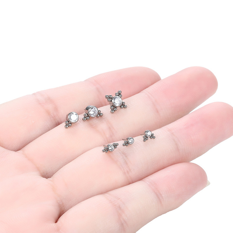 1PC titan CZ capete fără filet Push-in Labret Inele pentru buze Gem Nariz Stud Medusa Piercings Piercing pentru cartilajul urechii Tragus Helix Piercings