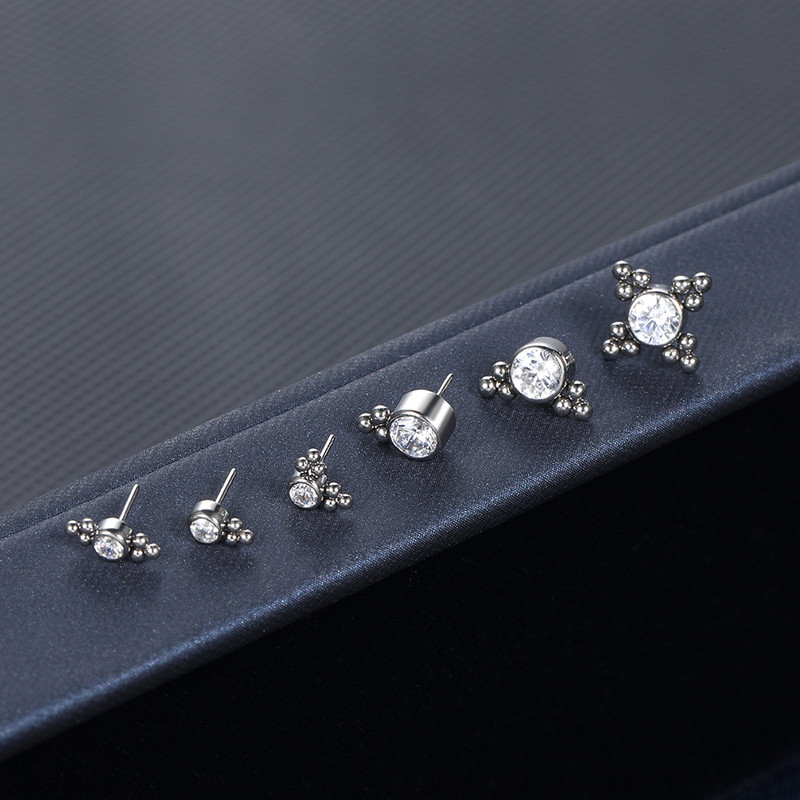 1PC titan CZ capete fără filet Push-in Labret Inele pentru buze Gem Nariz Stud Medusa Piercings Piercing pentru cartilajul urechii Tragus Helix Piercings