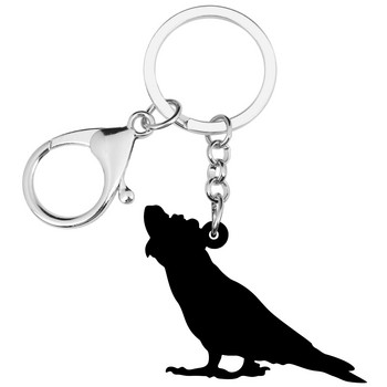 Bonsny Acrylic Flying Major Mitchell\'s Cockatoo Keychains Print Bird Animal Keyring Jewelry for Women Διακόσμηση πορτοφολιού για άντρες