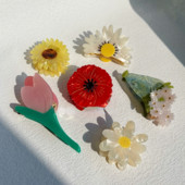 NOU Iregular roșu floare de mac floarea soarelui galben semicerc flori agrafe de păr rechin accesorii pentru cap pentru femei accesorii de păr