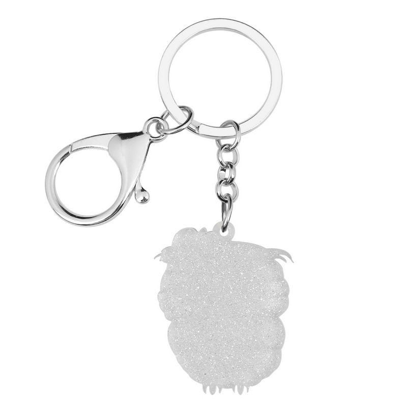 BONSNY acrilic drăguț desene animate cu ochi mari bufniță brelocuri inel modă breloc bijuterii noutate pentru femei fete farmece cadou unic