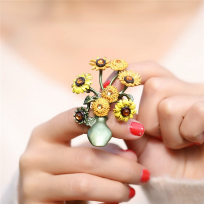 2021 Nouă broșă de culoare verde email, perle, flori, vintage, pentru femei, fete, accesorii pentru haine