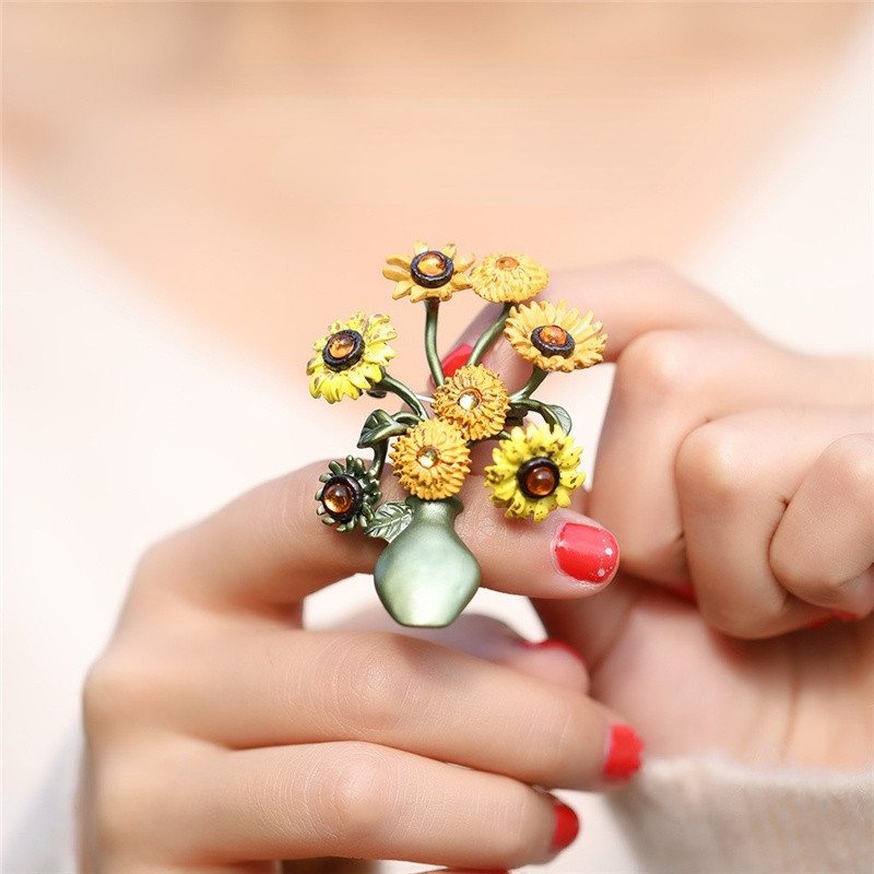 2021 Nouă broșă de culoare verde email, perle, flori, vintage, pentru femei, fete, accesorii pentru haine