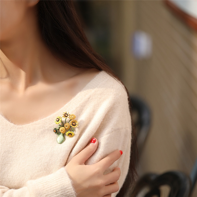 2021 Nouă broșă de culoare verde email, perle, flori, vintage, pentru femei, fete, accesorii pentru haine