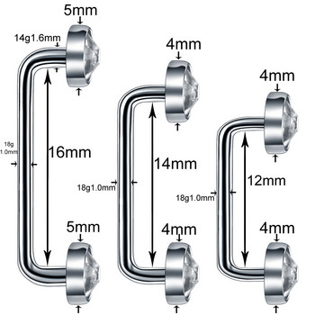 10 бр./лот титанов 4 мм и 5 мм вътрешна резба кристал скъпоценен камък повърхност пиърсинг щанга 14 г микро дермална котва микро пиърсинг бижута