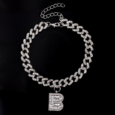 9 mm Statement Cuban Link Chain Narukvice za gležnjeve za žene Kristalno početno slovo Zdepaste narukvice za gležnjeve Hip Hop Barefoot lančić Nakit