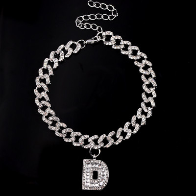 9 mm Statement Cuban Link Chain Narukvice za gležnjeve za žene Kristalno početno slovo Zdepaste narukvice za gležnjeve Hip Hop Barefoot lančić Nakit