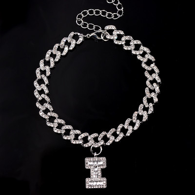 9 mm Statement Cuban Link Chain Narukvice za gležnjeve za žene Kristalno početno slovo Zdepaste narukvice za gležnjeve Hip Hop Barefoot lančić Nakit