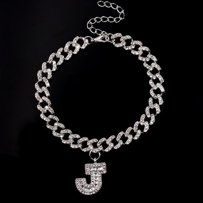 9 mm Statement Cuban Link Chain Narukvice za gležnjeve za žene Kristalno početno slovo Zdepaste narukvice za gležnjeve Hip Hop Barefoot lančić Nakit