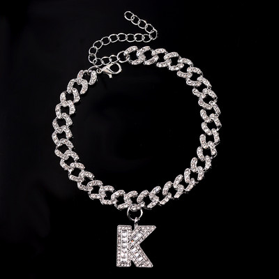 9 mm Statement Cuban Link Chain Narukvice za gležnjeve za žene Kristalno početno slovo Zdepaste narukvice za gležnjeve Hip Hop Barefoot lančić Nakit