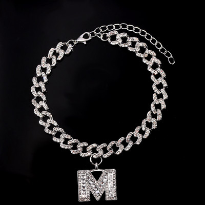 9 mm Statement Cuban Link Chain Narukvice za gležnjeve za žene Kristalno početno slovo Zdepaste narukvice za gležnjeve Hip Hop Barefoot lančić Nakit