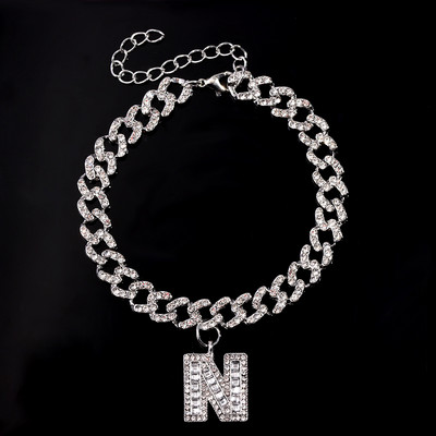 9 mm Statement Cuban Link Chain Narukvice za gležnjeve za žene Kristalno početno slovo Zdepaste narukvice za gležnjeve Hip Hop Barefoot lančić Nakit