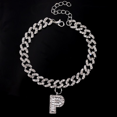 9 mm Statement Cuban Link Chain Narukvice za gležnjeve za žene Kristalno početno slovo Zdepaste narukvice za gležnjeve Hip Hop Barefoot lančić Nakit