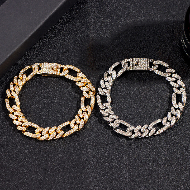 13 mm-es arany ezüst színű vaskos kubai lánc bokalánc karkötő nőknek Iced Out strasszlánc lánc bokalánc Hip Hop láb ékszer