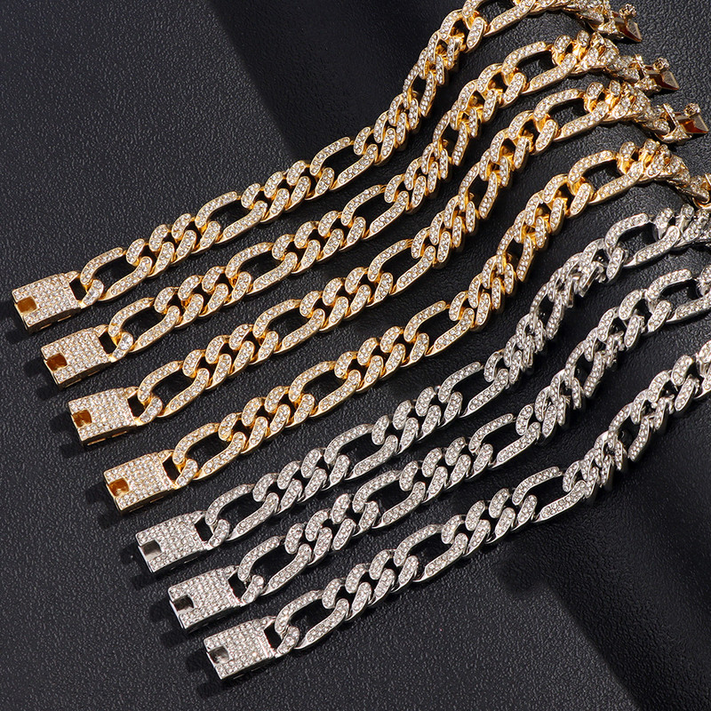 13 mm-es arany ezüst színű vaskos kubai lánc bokalánc karkötő nőknek Iced Out strasszlánc lánc bokalánc Hip Hop láb ékszer