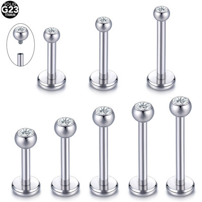 1PC Titanium CZ Lip Ring Stud Helix Piercing Oreja unutarnji navoj Dragulj Uho Hrskavica Tragus Piercing Daith Naušnice Stud 16G