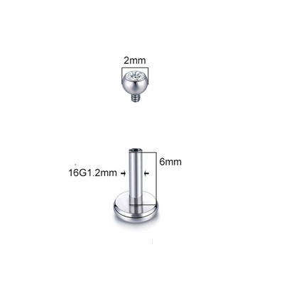 1 DB Titanium CZ ajakgyűrű Stud Helix Piercing Oreja belső szál drágakő fülporc Tragus piercingek Daith fülbevaló stud 16G