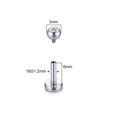 1 DB Titanium CZ ajakgyűrű Stud Helix Piercing Oreja belső szál drágakő fülporc Tragus piercingek Daith fülbevaló stud 16G