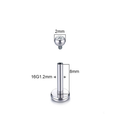 1 DB Titanium CZ ajakgyűrű Stud Helix Piercing Oreja belső szál drágakő fülporc Tragus piercingek Daith fülbevaló stud 16G