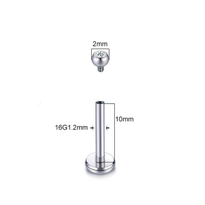 1 DB Titanium CZ ajakgyűrű Stud Helix Piercing Oreja belső szál drágakő fülporc Tragus piercingek Daith fülbevaló stud 16G