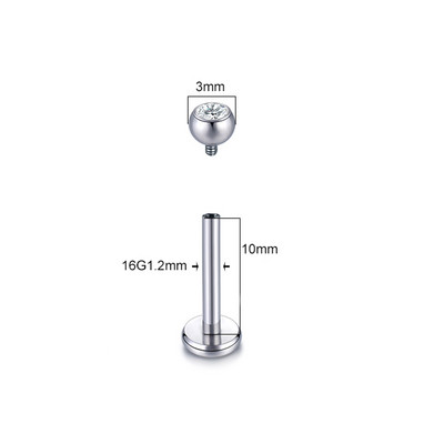 1 DB Titanium CZ ajakgyűrű Stud Helix Piercing Oreja belső szál drágakő fülporc Tragus piercingek Daith fülbevaló stud 16G