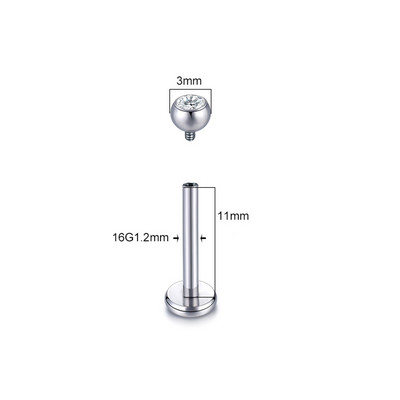 1 DB Titanium CZ ajakgyűrű Stud Helix Piercing Oreja belső szál drágakő fülporc Tragus piercingek Daith fülbevaló stud 16G