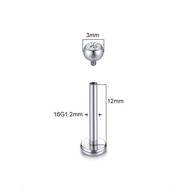 1 DB Titanium CZ ajakgyűrű Stud Helix Piercing Oreja belső szál drágakő fülporc Tragus piercingek Daith fülbevaló stud 16G