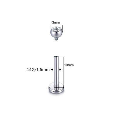 1 DB Titanium CZ ajakgyűrű Stud Helix Piercing Oreja belső szál drágakő fülporc Tragus piercingek Daith fülbevaló stud 16G