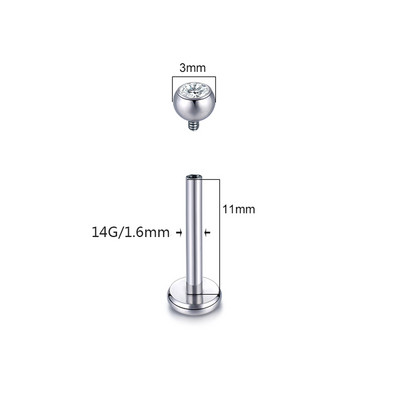 1 DB Titanium CZ ajakgyűrű Stud Helix Piercing Oreja belső szál drágakő fülporc Tragus piercingek Daith fülbevaló stud 16G