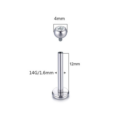 1 DB Titanium CZ ajakgyűrű Stud Helix Piercing Oreja belső szál drágakő fülporc Tragus piercingek Daith fülbevaló stud 16G