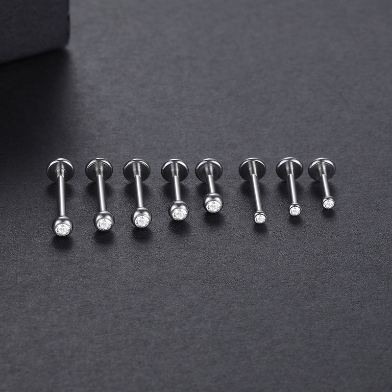 1 DB Titanium CZ ajakgyűrű Stud Helix Piercing Oreja belső szál drágakő fülporc Tragus piercingek Daith fülbevaló stud 16G