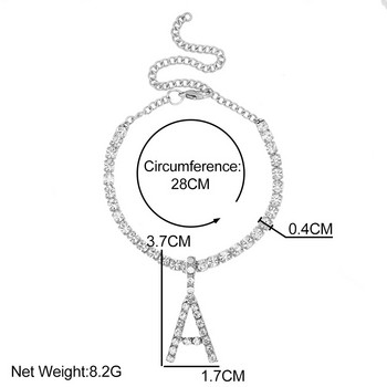 Лятна плажна гривна с букви от кристали Начални глезени Гривна за жени Блестящ кристален глезен на крака Сандали Верига за крака Бохо бижута