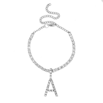 Plajă de vară cu strass cu litere inițiale glezne brățară pentru femei gleznă cu cristal strălucitor pe picior sandale lanț pentru picioare bijuterii boho