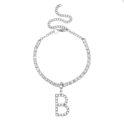 Plajă de vară cu strass cu litere inițiale glezne brățară pentru femei gleznă cu cristal strălucitor pe picior sandale lanț pentru picioare bijuterii boho