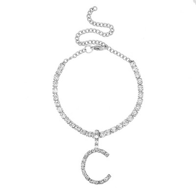 Plajă de vară cu strass cu litere inițiale glezne brățară pentru femei gleznă cu cristal strălucitor pe picior sandale lanț pentru picioare bijuterii boho