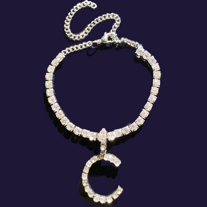Plajă de vară cu strass cu litere inițiale glezne brățară pentru femei gleznă cu cristal strălucitor pe picior sandale lanț pentru picioare bijuterii boho