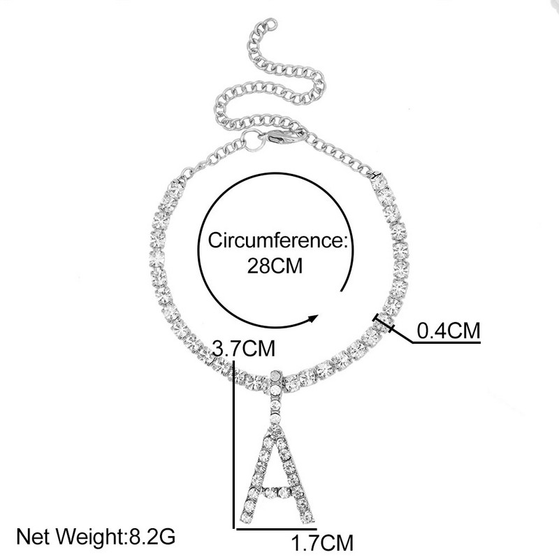 Plajă de vară cu strass cu litere inițiale glezne brățară pentru femei gleznă cu cristal strălucitor pe picior sandale lanț pentru picioare bijuterii boho