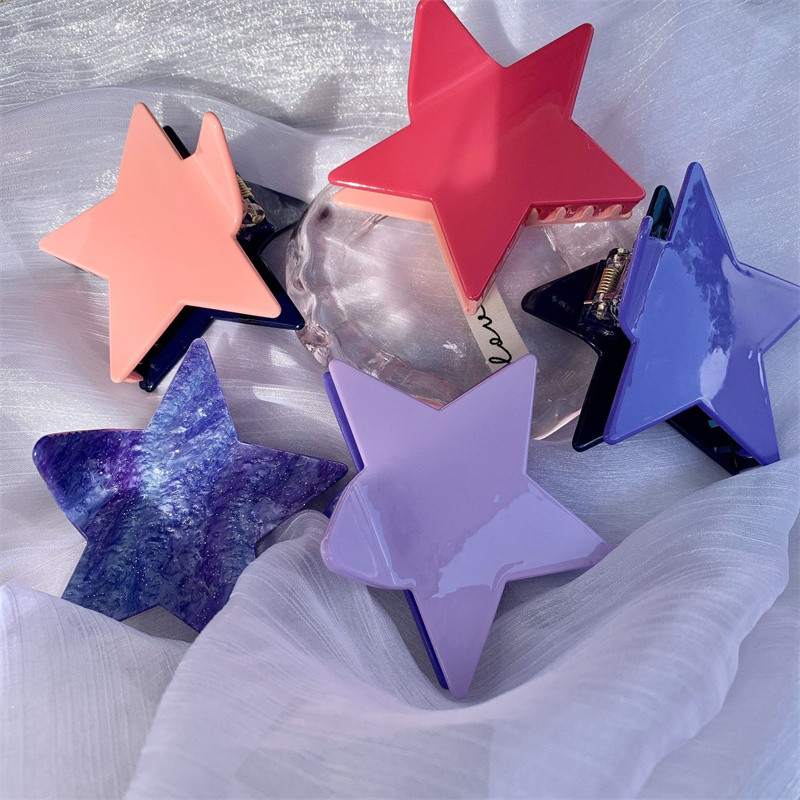 Slatka zvjezdana ukosnica Djevojka Dvobojna spajalica Acetat Crab kopča za kosu Šljokice Sjajna kandža za kosu Ženski dodaci za kosu