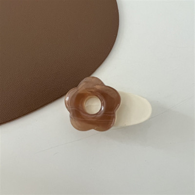 Agrafă drăguță Smiley Flower Rășină Culoare cafea 2022 Summer Girl Sweet Duckbill Clip Breton Agrafă Par lateral Clip