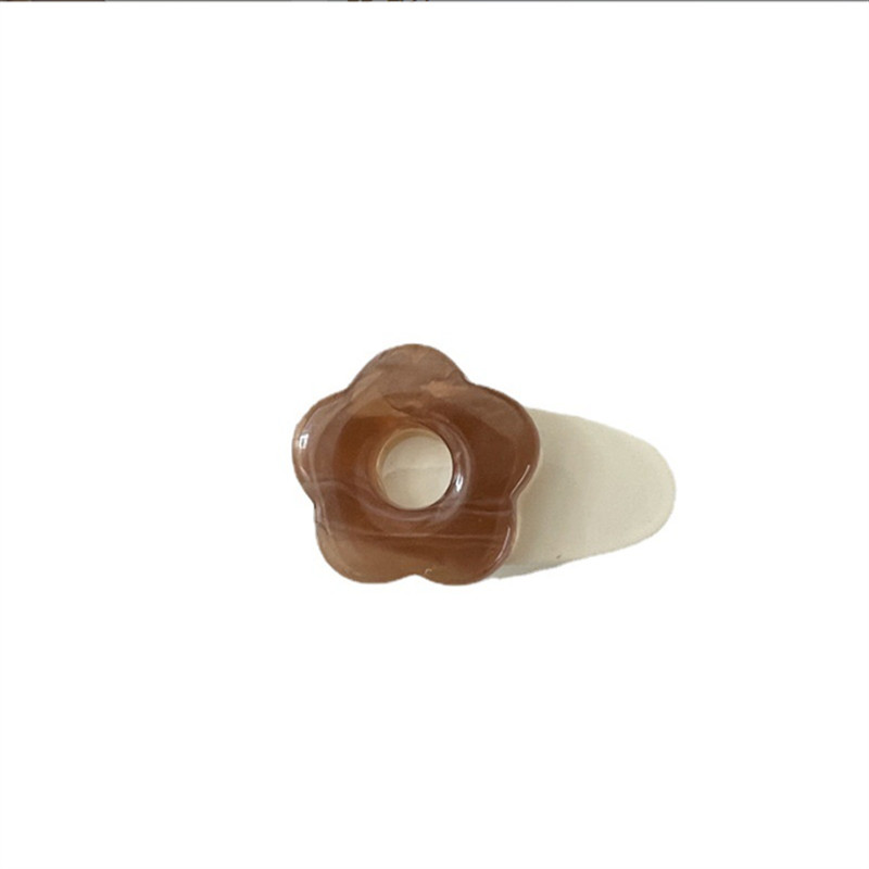 Agrafă drăguță Smiley Flower Rășină Culoare cafea 2022 Summer Girl Sweet Duckbill Clip Breton Agrafă Par lateral Clip