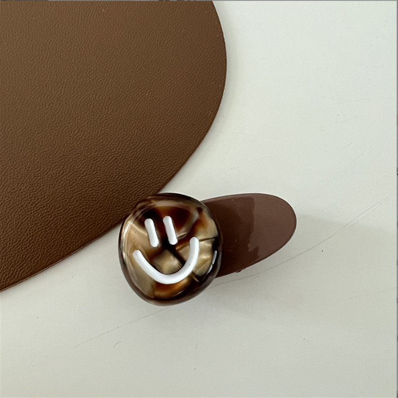 Agrafă drăguță Smiley Flower Rășină Culoare cafea 2022 Summer Girl Sweet Duckbill Clip Breton Agrafă Par lateral Clip
