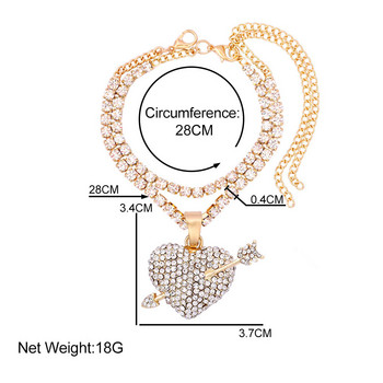 2 бр./компл. нови летни сърце гривни с кристали за глезена за жени злато сребро цвят кристална верига глезена на крака боси бижута