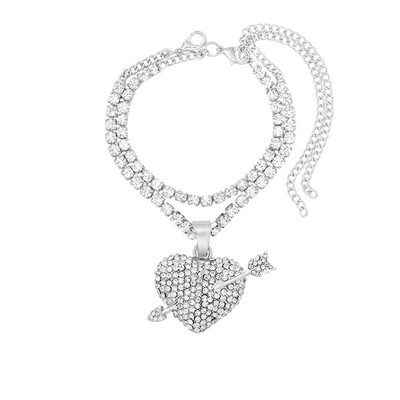 2Pcs/Set New Summer Heart Rhinestones Anklets Narukvice za Žene Zlatno Srebrne Boje Kristalni Lanac Anklets na Nozi Barefoot Nakit