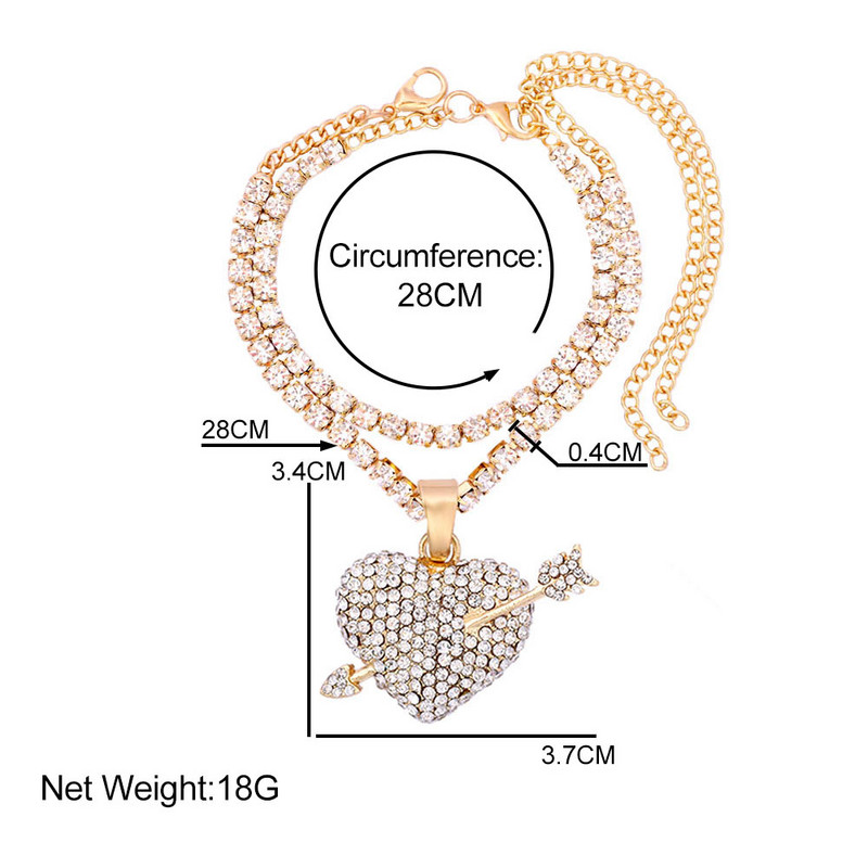 2Pcs/Set New Summer Heart Rhinestones Anklets Narukvice za Žene Zlatno Srebrne Boje Kristalni Lanac Anklets na Nozi Barefoot Nakit