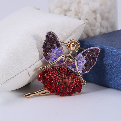 Broșă din aliaj cu înger drăguț, 4 culori, pentru femei, fete, email, retro, strasuri, îmbrăcăminte de nuntă, ace de rever, broșe, bijuterii, cadou